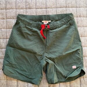 Topo Designs River Shorts Belted Stretch Hiking Lightweight Large Mens Green
